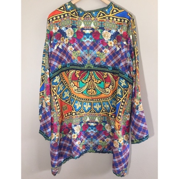 Johnny Was Reasona Stain Glass Silk Boho Tunic - Picture 2 of 8